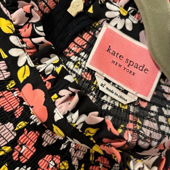 Kate Spade Road Trip Floral Shift Dress NWOT Chic Feminine Smocked Ruffle Dress - Picture 7 of 10